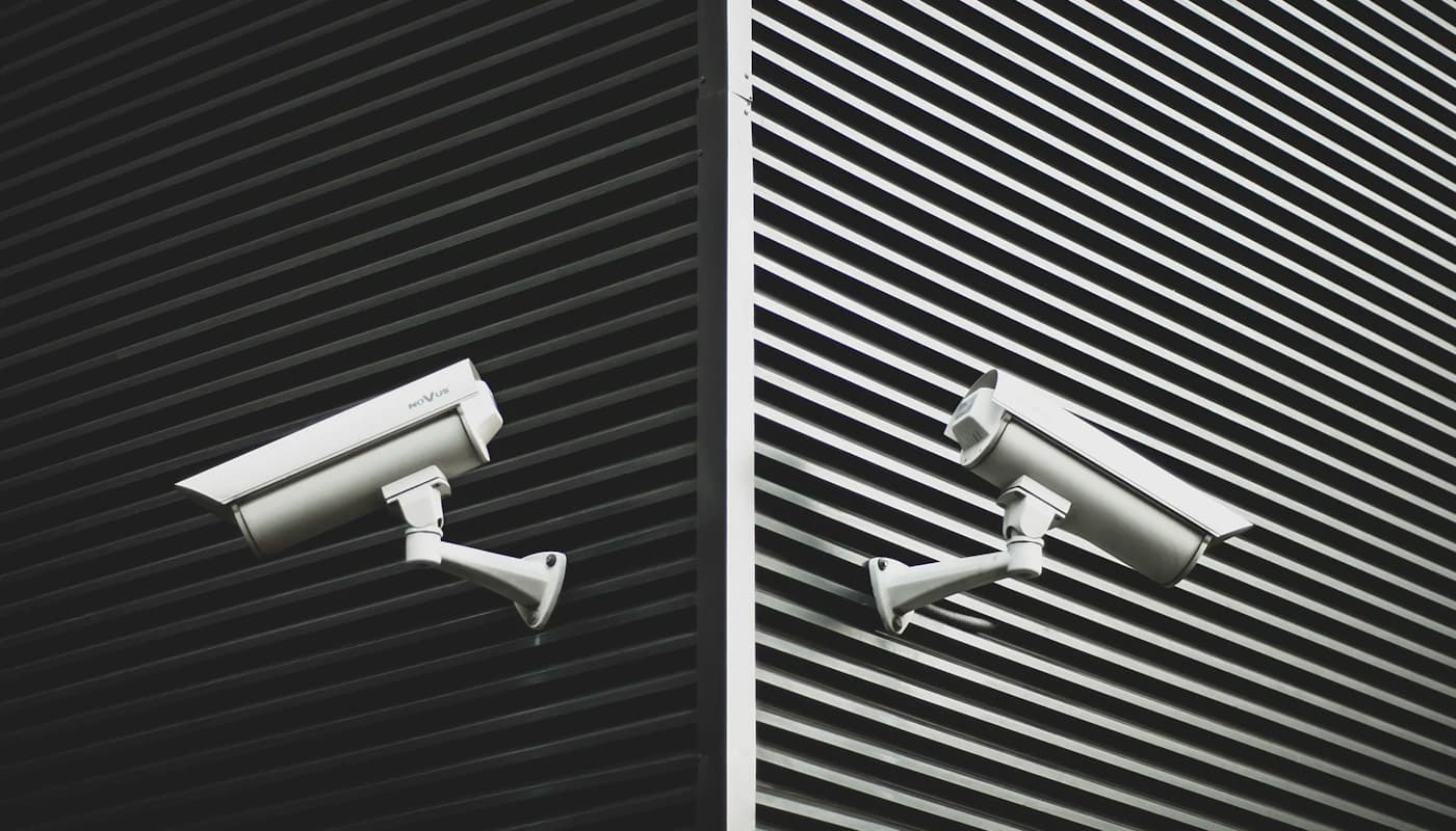 Two CCTV cameras mounted as a matched pair